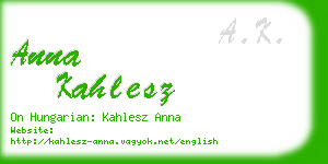 anna kahlesz business card